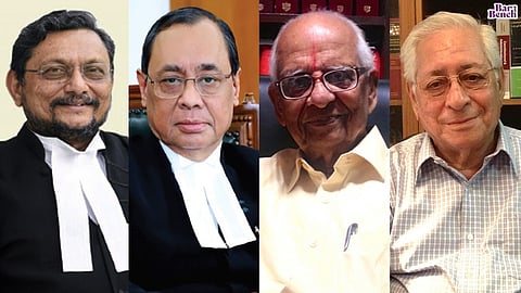CJI SA Bobde, former CJI Ranjan Gogoi, K Parasaran, Soli Sorabjee
