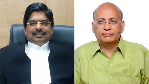P Wilson (L) and Dr AM Singhvi (R)