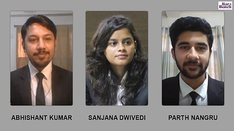The winning Team Parth Nangru, Abhishant Kumar and Sanjana Dwivedi