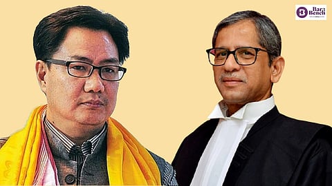 Law Minister Kiren Rijiju and CJI NV Ramana 