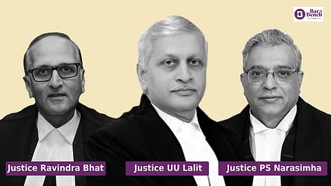 [From L to R] Justice Ravindra Bhat, Justice UU Lalit and Justice PS Narasimha