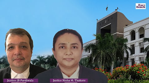Justices JB Pardiwala and Nisha Thokore with gujarat hc