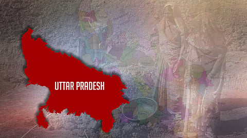 woman worker and UP map