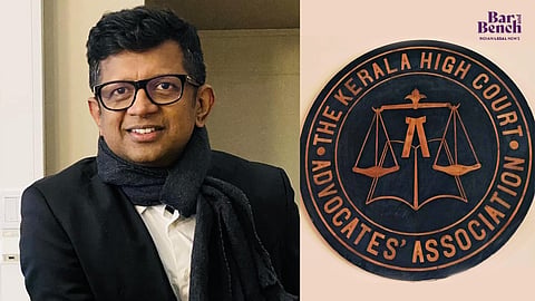 Advocate Saiby Jose Kidangoor and Kerala High Court Advocates' Association Logo