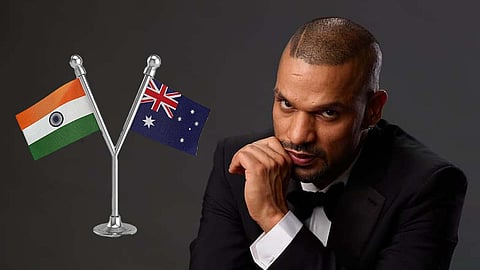 Shikhar Dhawan with India and Australia flag 
