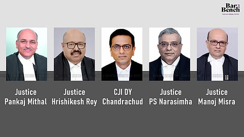Justice Pankaj Mithal, Justice Hrishikesh Roy, CJI DY Chandrachud, Justice PS Narasimha, Justice Manoj Misra