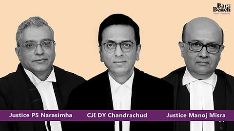 Justice PS Narasimha, CJI DY Chandrachud and Justice Manoj Misra
