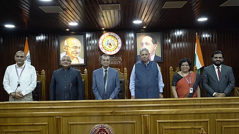 [From L to R] Professor Mukti Kant Mishra, Justice Dinesh Maheshwari, Justice MR Shah, AG Ashok Kumar Parija, Professor Supriya Pattnayak and Dr. Pallab Das