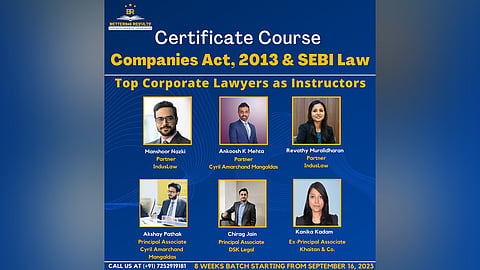 Learn Companies Act, 2013 & SEBI Law  Practice from Top Law Firm Partners: Register Now!  