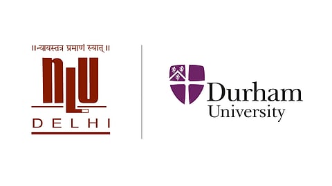 Durham University logo with NLU Delhi logo 