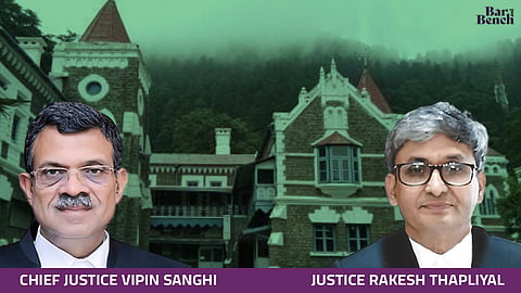 Chief Justice Vipin Sanghi and Justice Rakesh Thapliyal with Uttarakhand High Court