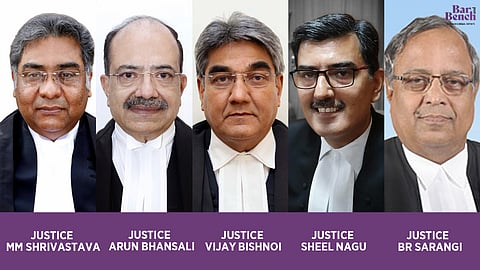 Justice Manindra Mohan Shrivastava, Justice Arun Bhansali as, Justice Vijay Bishnoi, Justice Sheel Nagu, Justice BR Sarangi