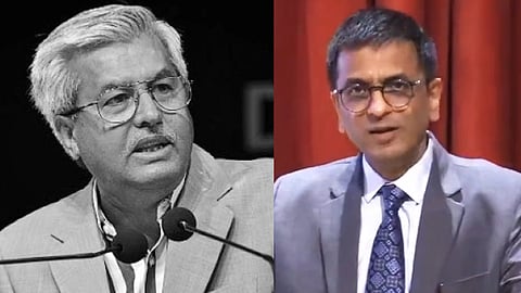 Senior Advocate Dushyant Dave  and CJI Chandrachud