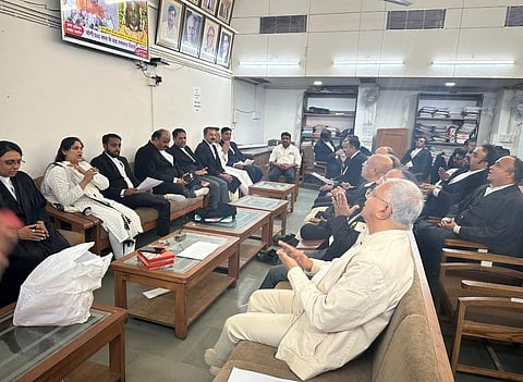 Ram Mandir inauguration: Advocates chant Ram Dhun in Gujarat High Court Bar Room
