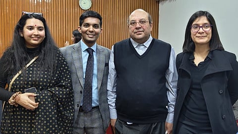 From left to right: Natsha Maheswhari, Samyak Gangwal, Justice Rohinton Nariman and Karishma Maria 