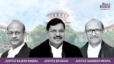 Justices Rajesh Bindal, BR Gavai and Sandeep Mehta