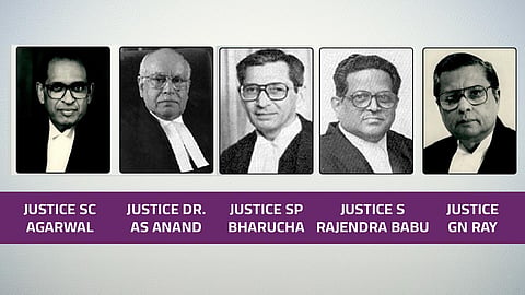 Justices SC Agarwal, Dr. AS Anand, SP Bharucha, S Rajendra Babu, GN Ray
