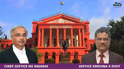 Chief Justice NV Anjaria and Justice Krishna S Dixit with Karnataka High Court