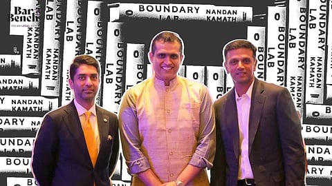 Nandan Kamath along with Abhinav Bindra and Rahul Dravid