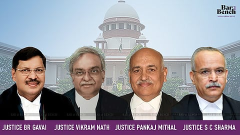 Justice BR Gavai, Justice Vikram Nath, Justice Pankaj Mithal and Justice Satish Chandra Sharma with Supreme Court