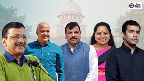 Arvind Kejriwal, Manish Sisodia, Sanjay Singh, K Kavitha and Vijay Nair