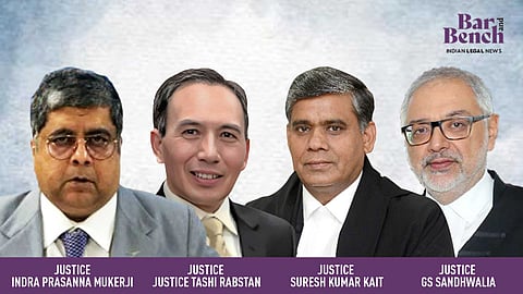 Justice Indra Prasanna Mukerji, Justice Tashi Rabstan, Justice Suresh Kumar Kait 
Justice GS Sandhwalia 