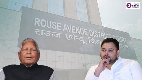 [L]Lalu Yadav and [R]Tejashwi Yadav, Rouse Avenue court