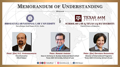HNLU signs MoU with Texas A&M University for academic collaboration
