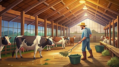 Cow shelter cleaning