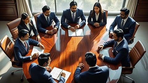 Corporate Lawyers in a Boardroom