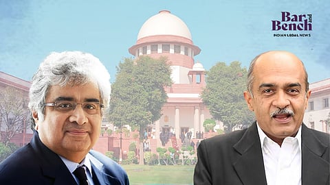 Senior Advocate Harish Salve (L), Advocate Prashant Bhushan (R),  Supreme Court
