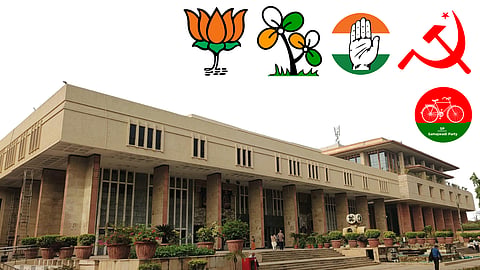  Delhi High Court with election symbols of congress, BJP, TMC, Samajwadi Party and CPI(M)