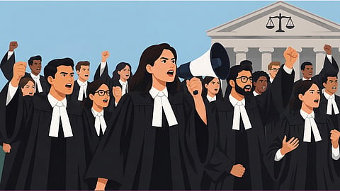 Lawyers protesting