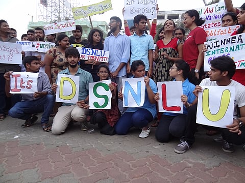 DSNLU students on indefinite strike against Government Order seeking establishment of “NALSAR type” law university