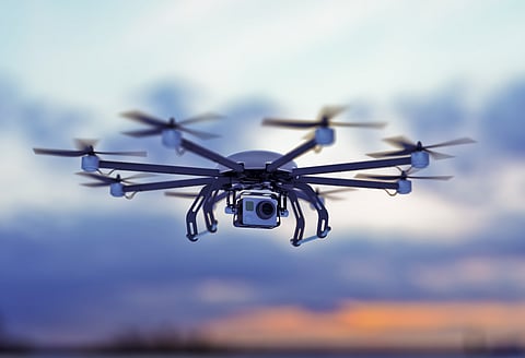 drone white cloudy dusk sky