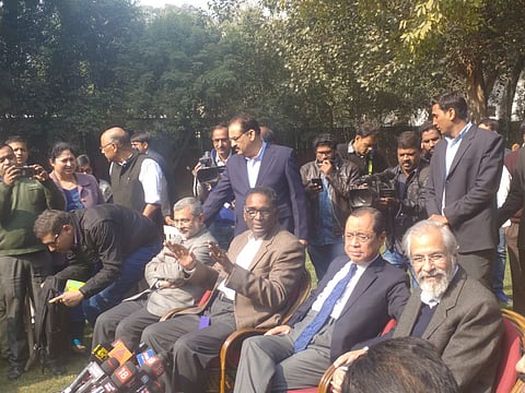 Four seniormost Supreme Court judges rise to have press conference at Chelameswar J residence