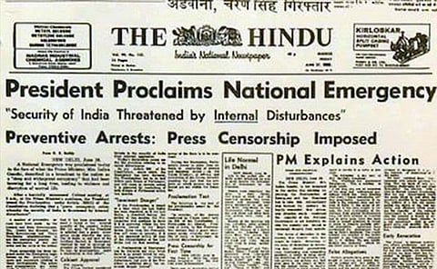 Declaration of National Emergency (The Hindu, June 26, 1975) Pic 

