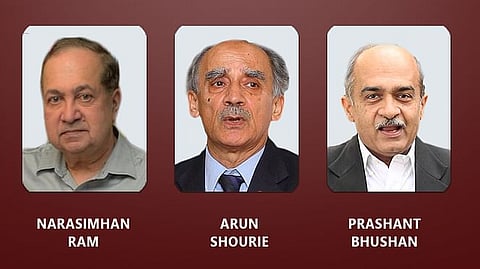 N Ram, Arun Shourie, and Prashant Bhushan, Contempt of Court
