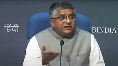 RS Prasad speaking during the Press Conference today