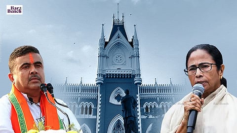 Mamata Banerjee and Suvendu Adhikari with Calcutta HC