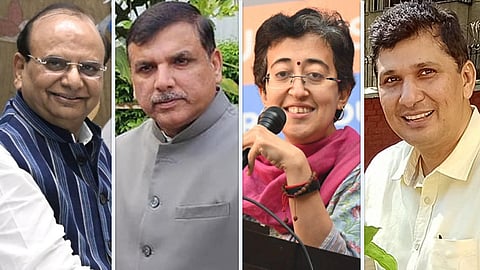 Delhi LG and AAP leaders Sanjay Singh, Atishi and Saurabh BhardwajFacebook, Twitter
