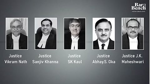 Justices Vikram Nath, Sanjiv Khanna, SK Kaul, Abhay S. Oka,  J.k. Maheshwari