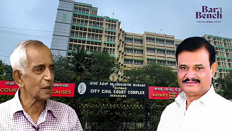 Contractors’ Association president D Kempanna and Minister Muniratna, Bengaluru City Civil court