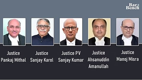 Justices P Mithal,  Sanjay Karol,  PV Sanjay Kumar, Ahsanuddin Amanullah and Manoj Misra