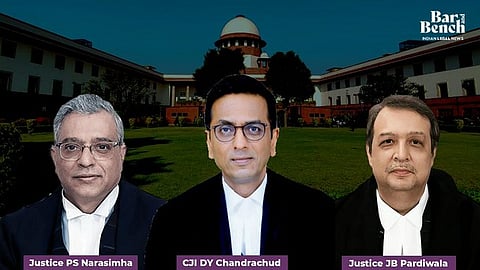 CJI Chandrachud, Justices PS Narasimha and JB Pardiwala and SC
