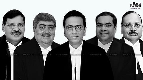 Justice BR Gavai, Justice SK Kaul, CJI DY Chandrachud, Justice Sanjiv Khanna and Justice Suryakant