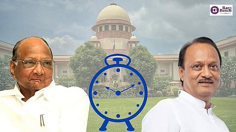 Sharad Pawar, Ajit Pawar with NCP clock symbol and SC