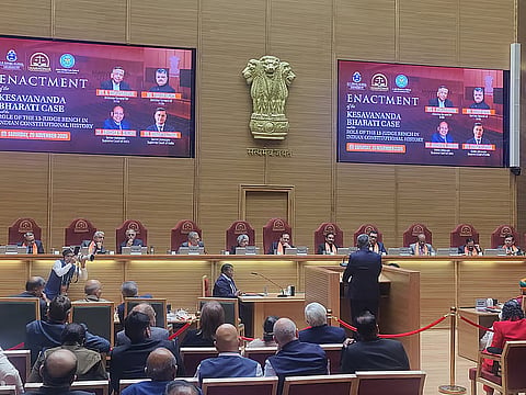 The 13-judge bench in session