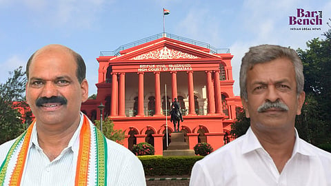 T D Rajegowda (left) and D N Jeevaraj (right) with Karnataka HC