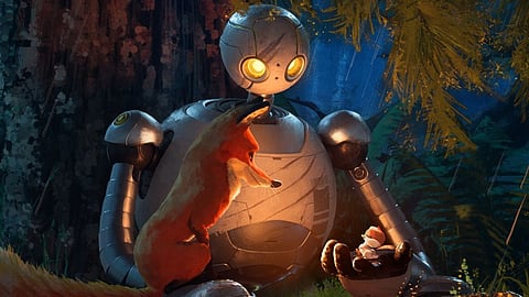 The Wild Robot First Look: A contemplative Roz parents an orphaned gosling


